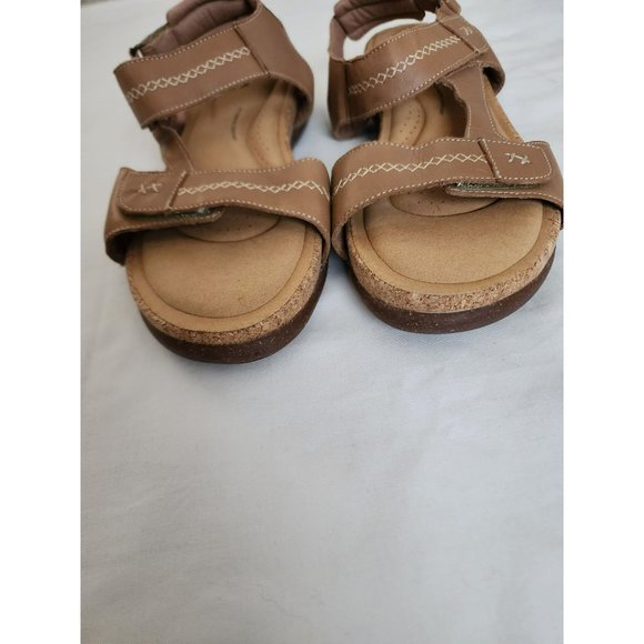 Clarks Women's Roseville Mae Light Tan Leather Flat Sandals Size 12M - Picture 7 of 11